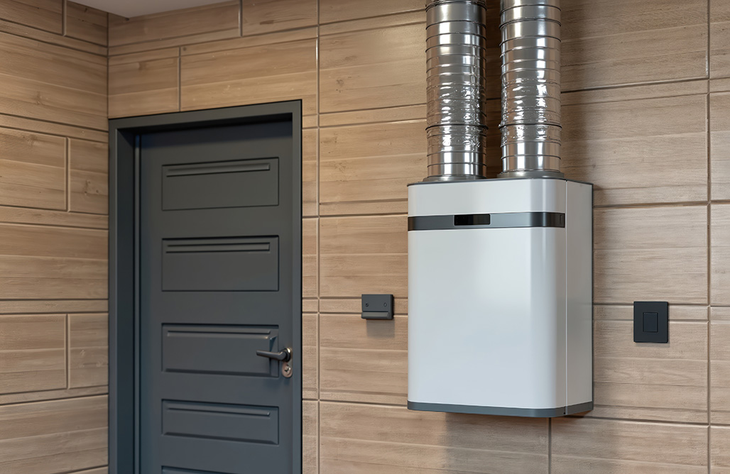 ERV HRV unit installed residential mechanical room